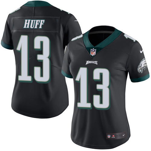 Women's Limited Josh Huff Nike Jersey Black - #13 Rush NFL Philadelphia Eagles